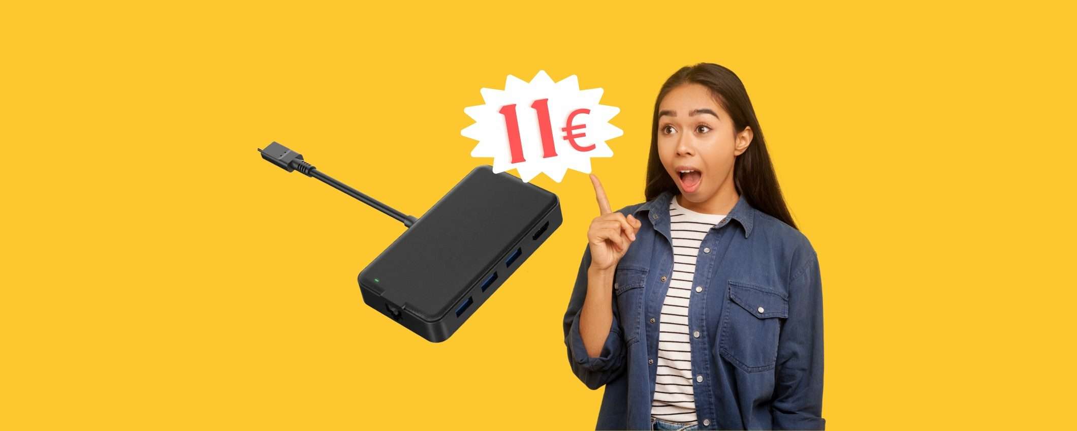 Hub 7 in 1 con USB, HDMI, VGA e LAN a MENO di 12€, BOOM