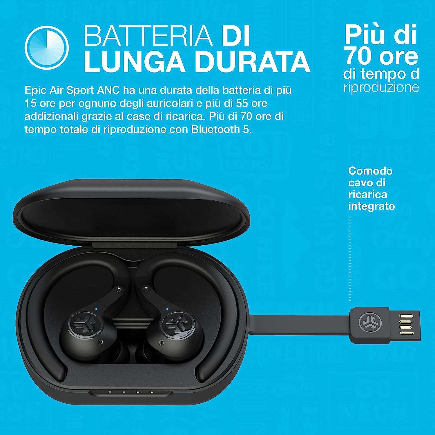 jlab-epic-air-migliori-auricolari-per-sport-offerta-amazon-batteria