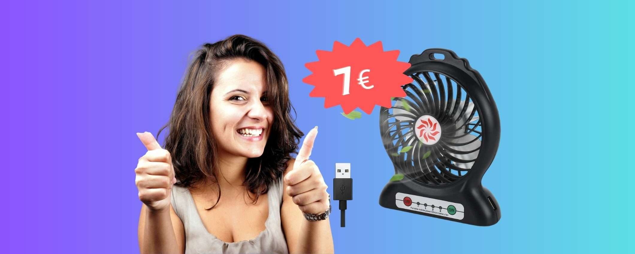 Mini ventilatore USB portatile con  batteria: GENIALE ed ECONOMICO