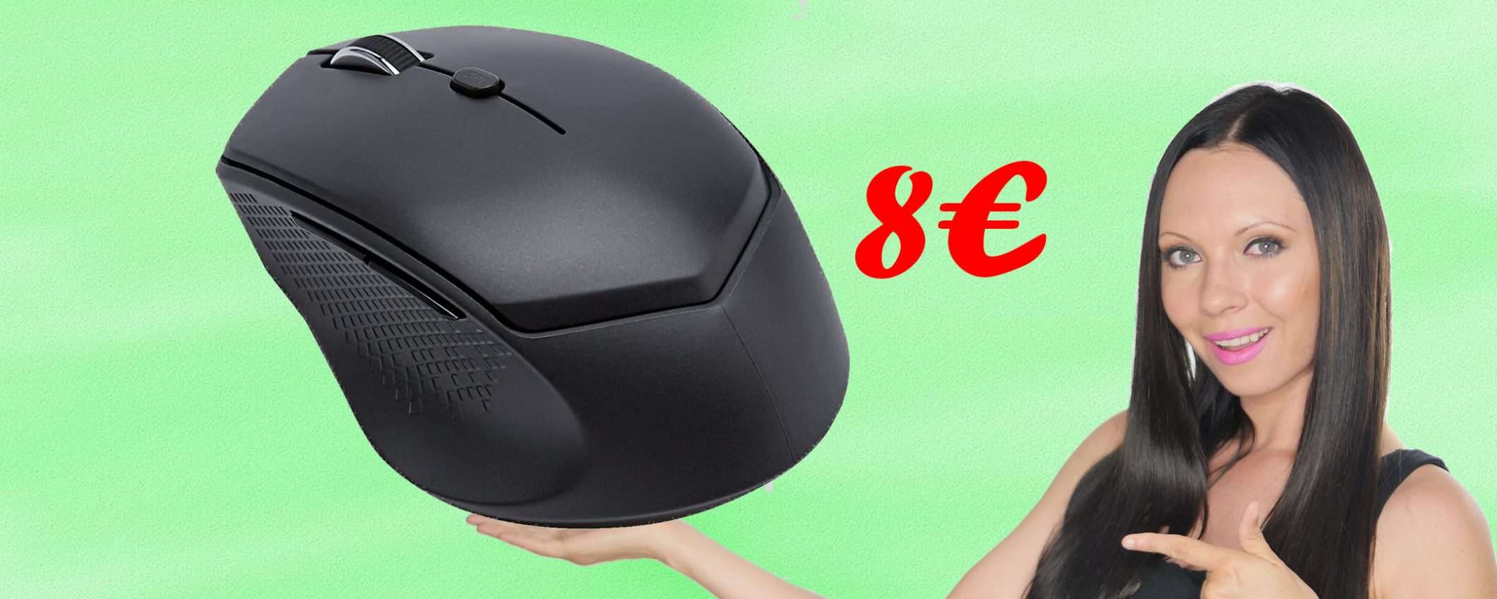 Mouse wireless con Bluetooth a 6 pulsati: tuo a 8€, sconto BOMBA (-40%)