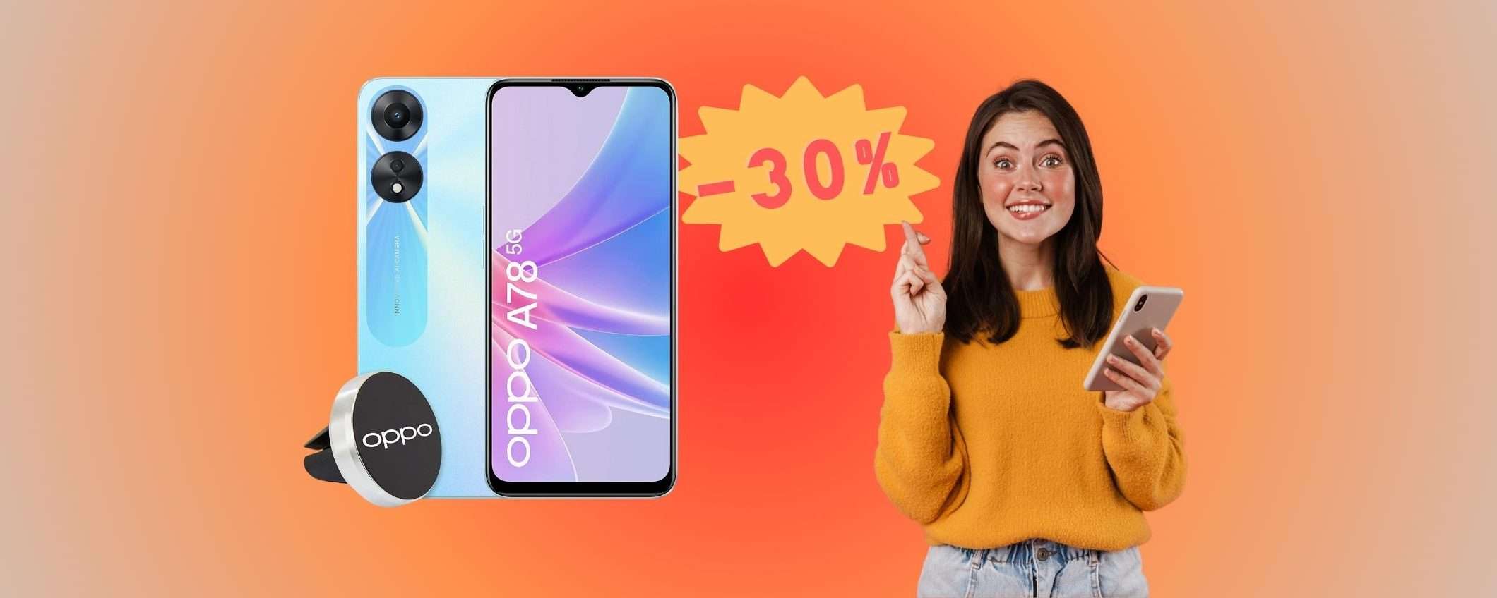 OPPO A78: medio gamma in SCONTO del 30%, un AFFARE su Amazon