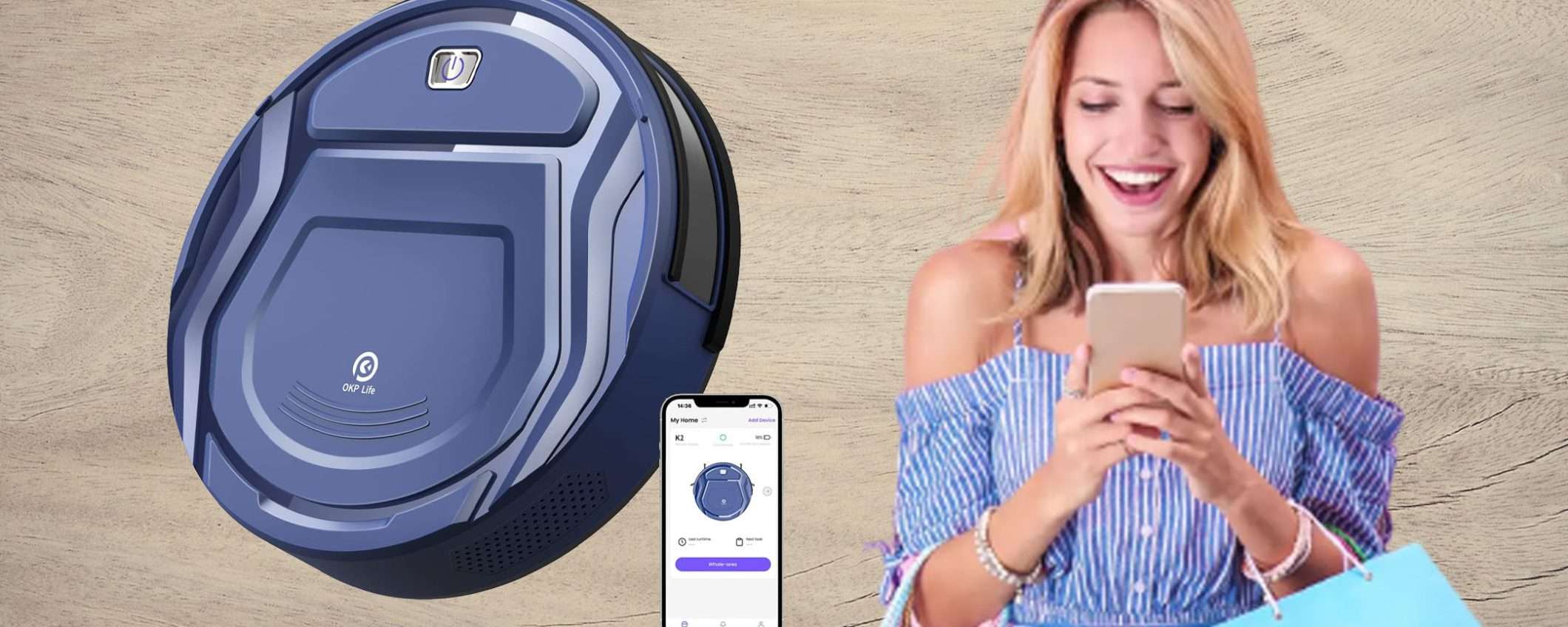 Robot aspirapolvere super sottile compatibile con Alexa: offerta BOMBA (-36%)