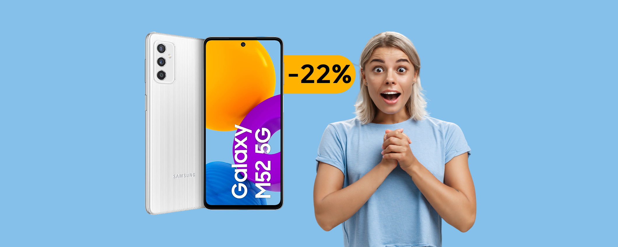 Samsung Galaxy M52 5G oggi in OFFERTA ad un prezzo mai visto