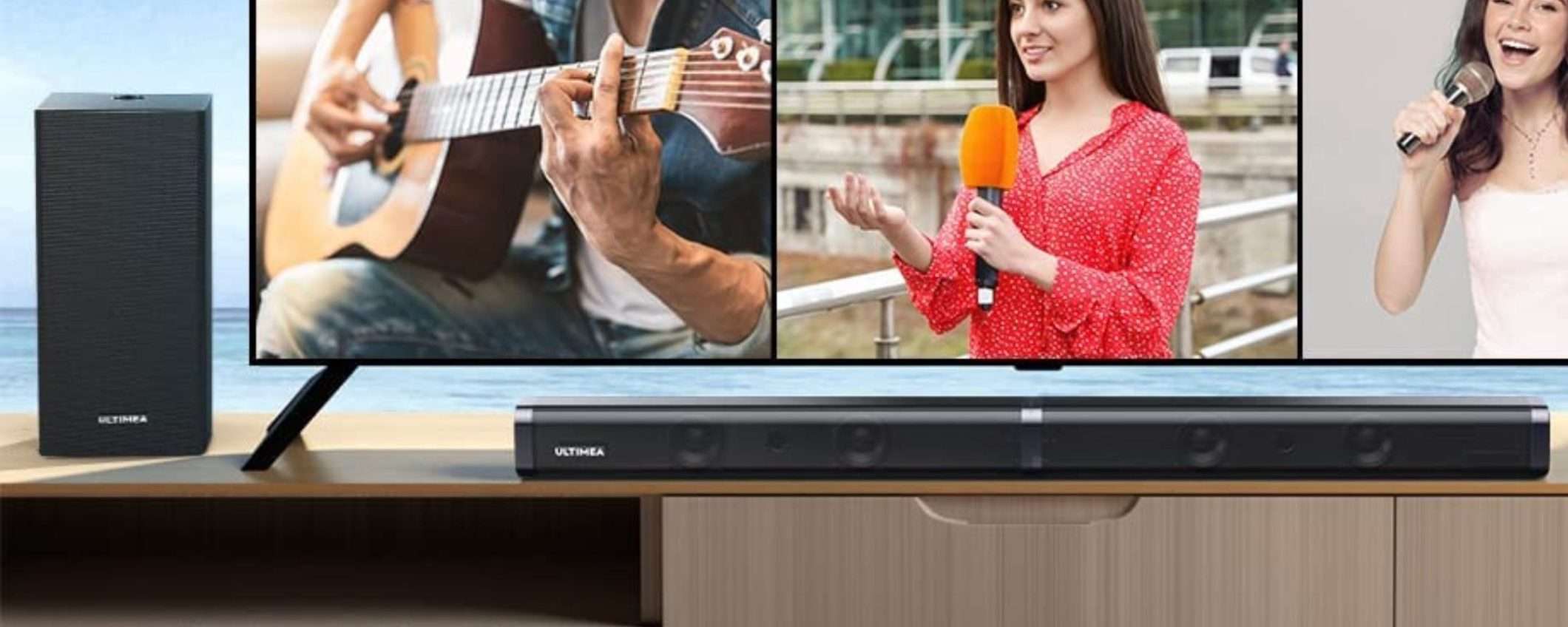 Una soundbar 100W MOZZAFIATO con subwoofer wireless: prezzo SHOCK (69€)