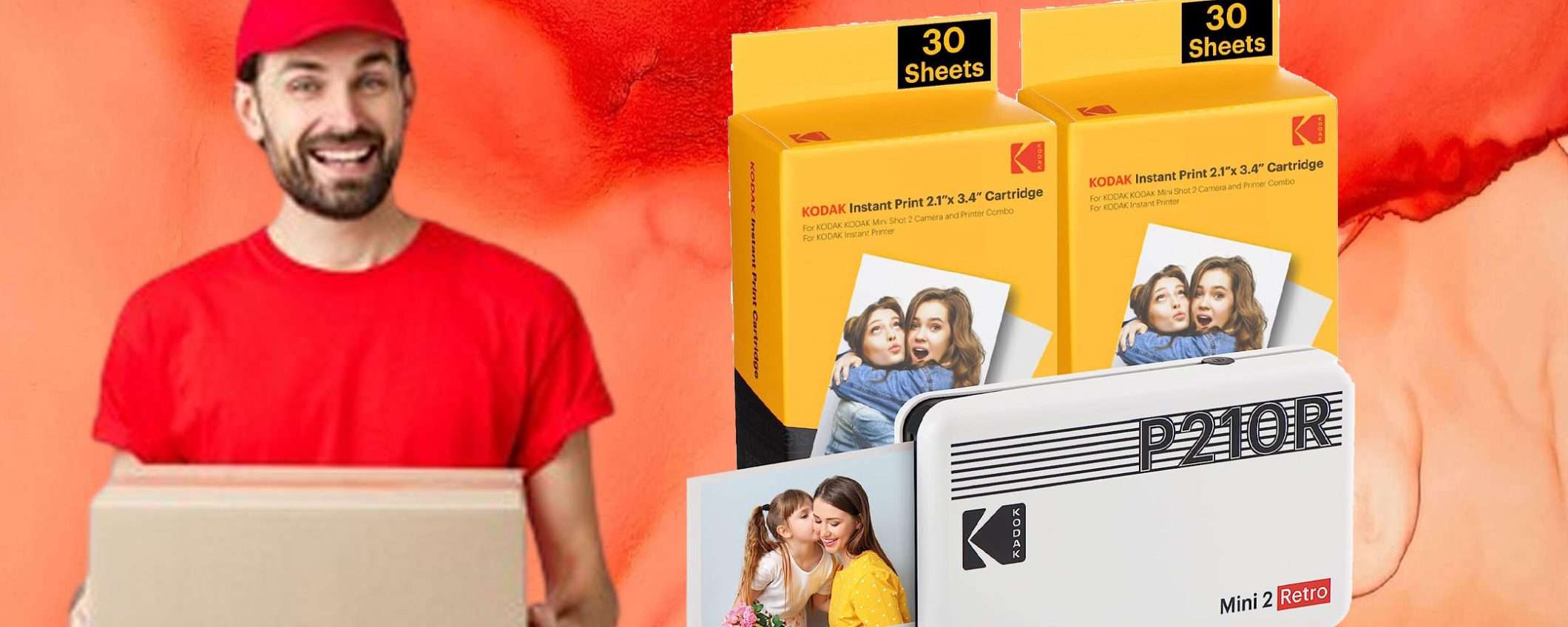 Stampante fotografica Kodak Mini 2 Retro(+68fogli): sconto TOP del 47%