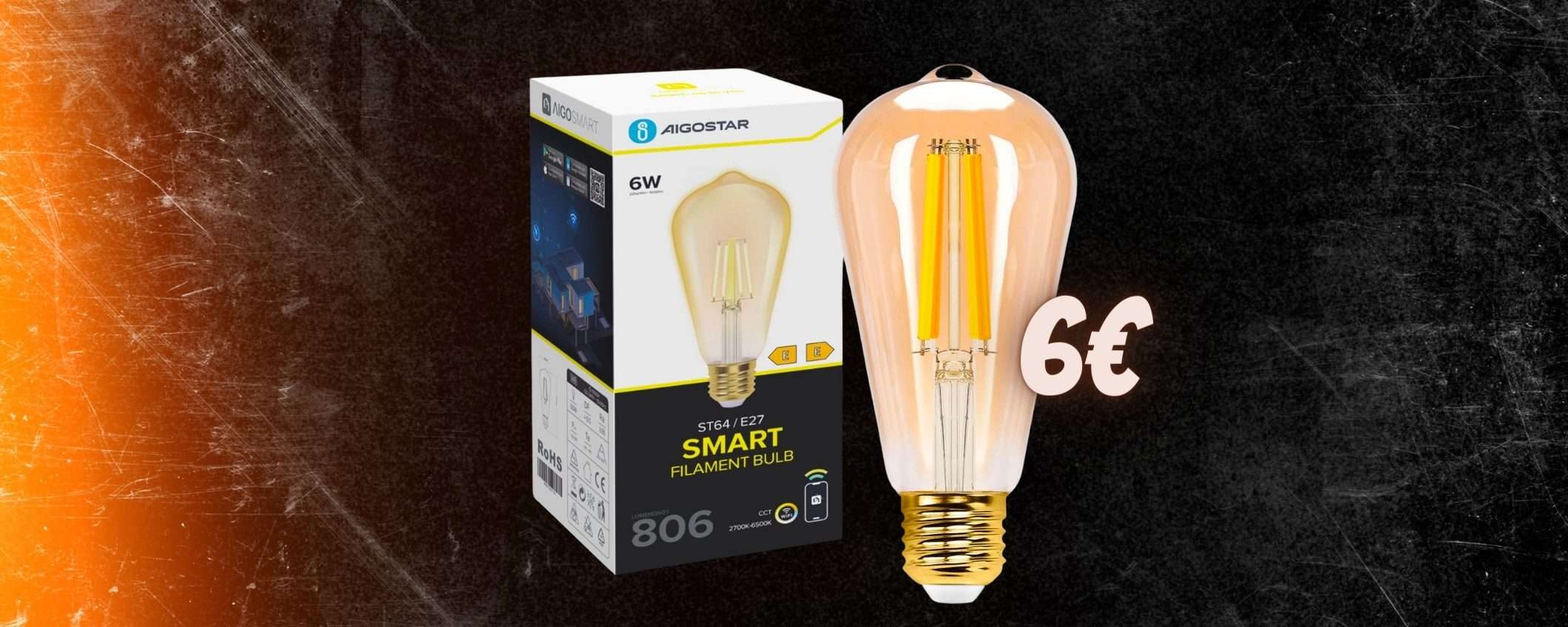 Luce vintage ma sempre SMART: lampadina E27 a 6€ con Alexa e Google