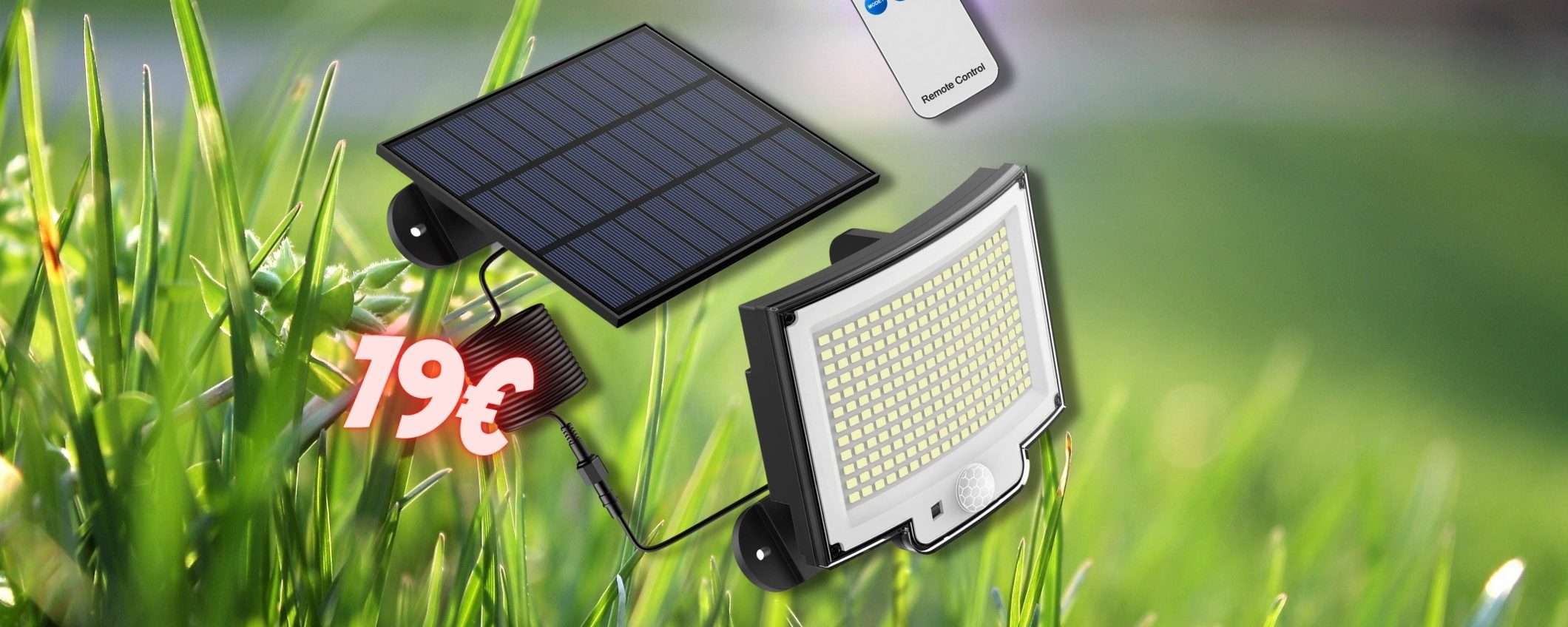 Luce da esterno con SENSORE di movimento e pannello SOLARE: 19€