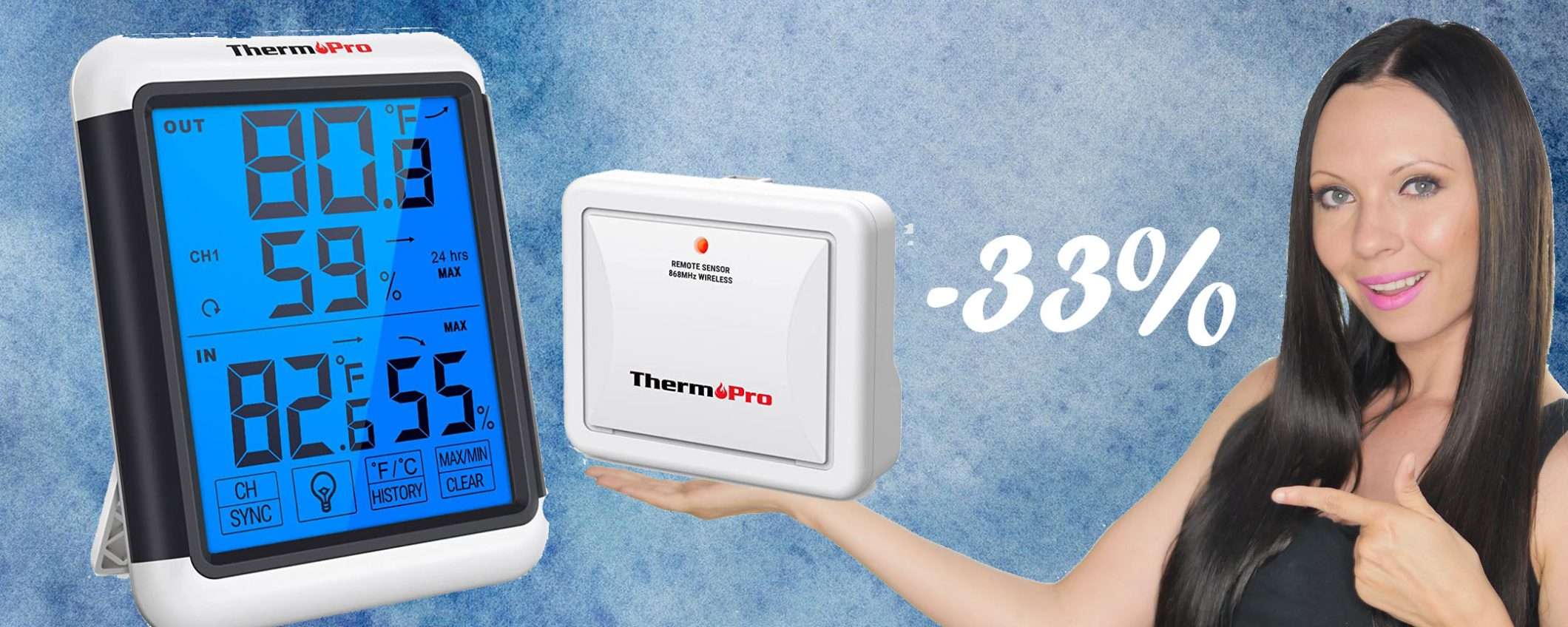 Termometro Igrometro wireless: temperatura e umidità al TOP con soli 22€ (-33%)