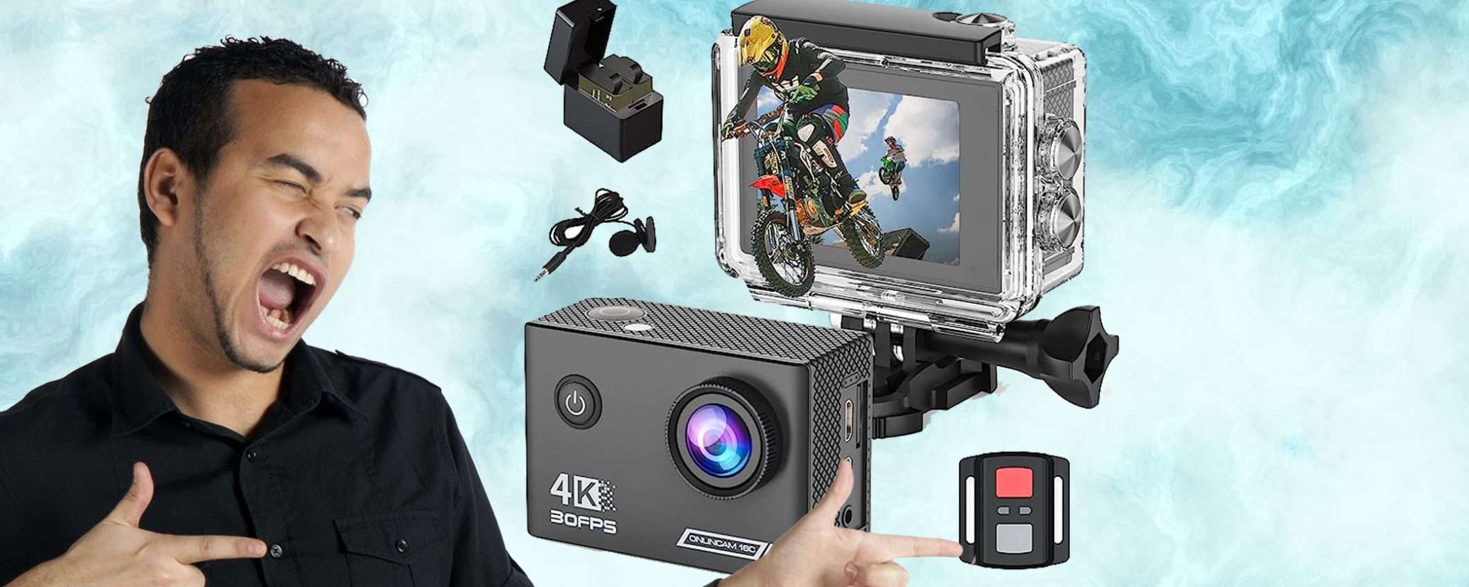 Action Cam subacquea impermeabile con doppio sconto TOP (42€)