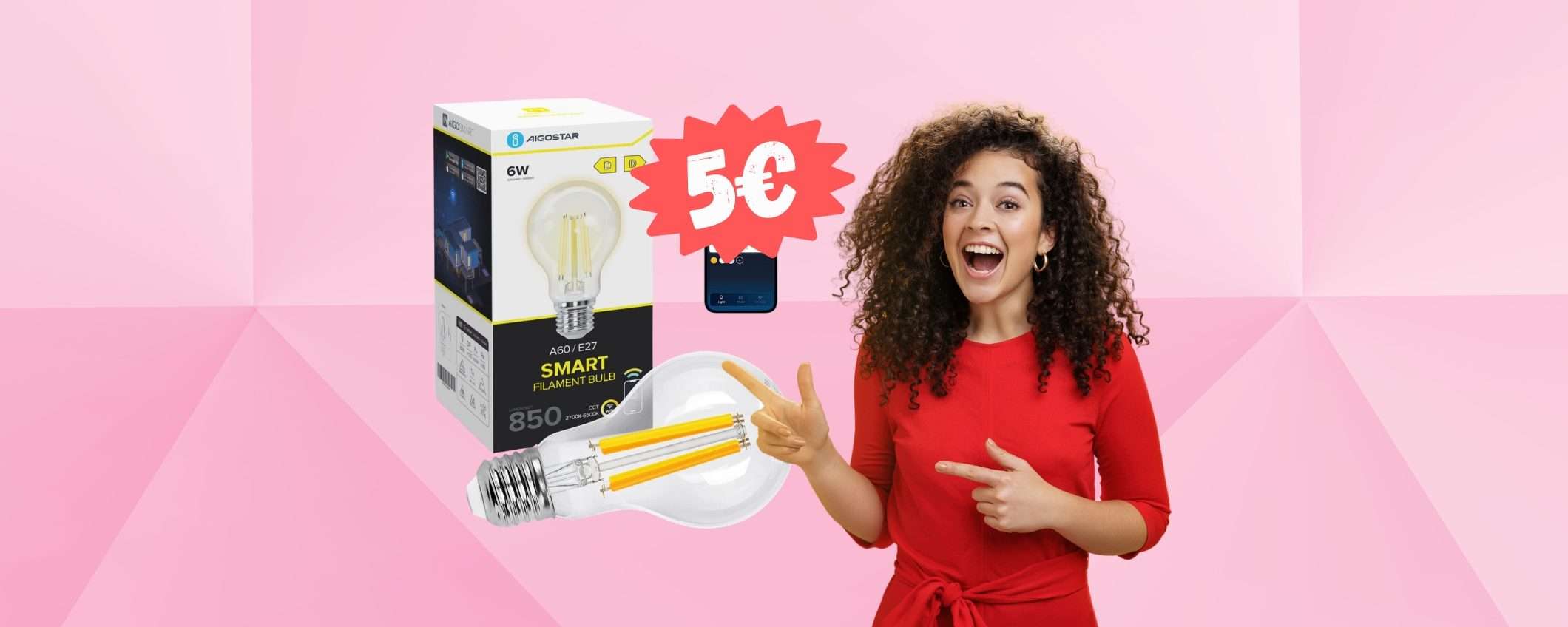 Aigostar: lampadina smart in DOPPIO SCONTO è tua a 5€