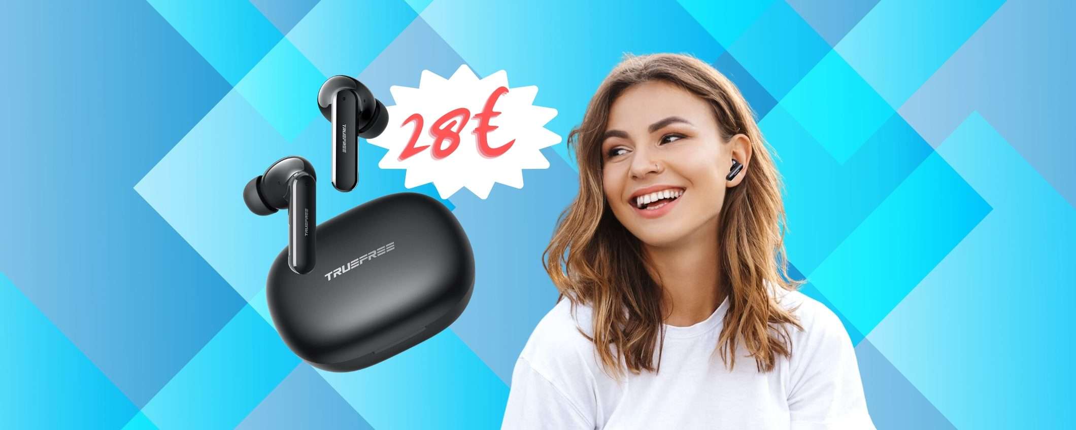 Auricolari Bluetooth senza latenza e con 30h di autonomia a 28€