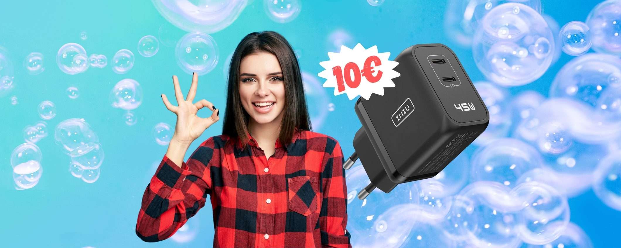 Caricatore USB da 45W con due uscite in TRIPLO SCONTO è tuo a 10€