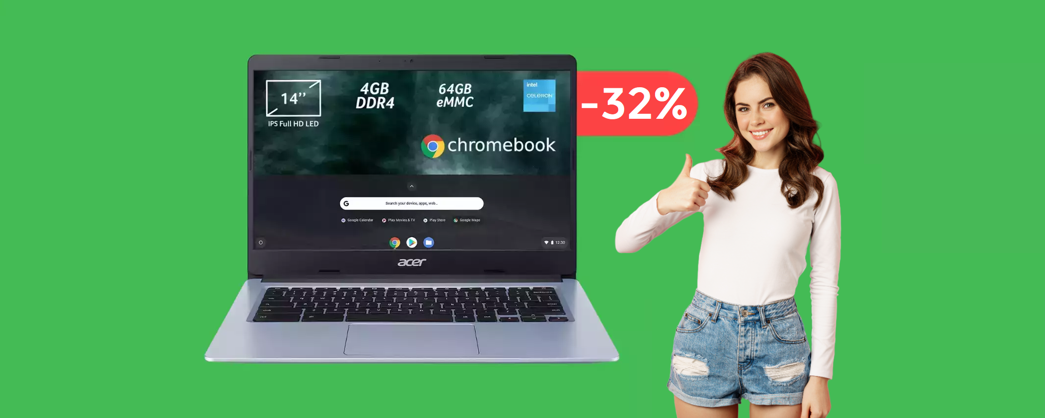 Chromebook Acer 14 pollici al prezzo più basso di sempre: 229€