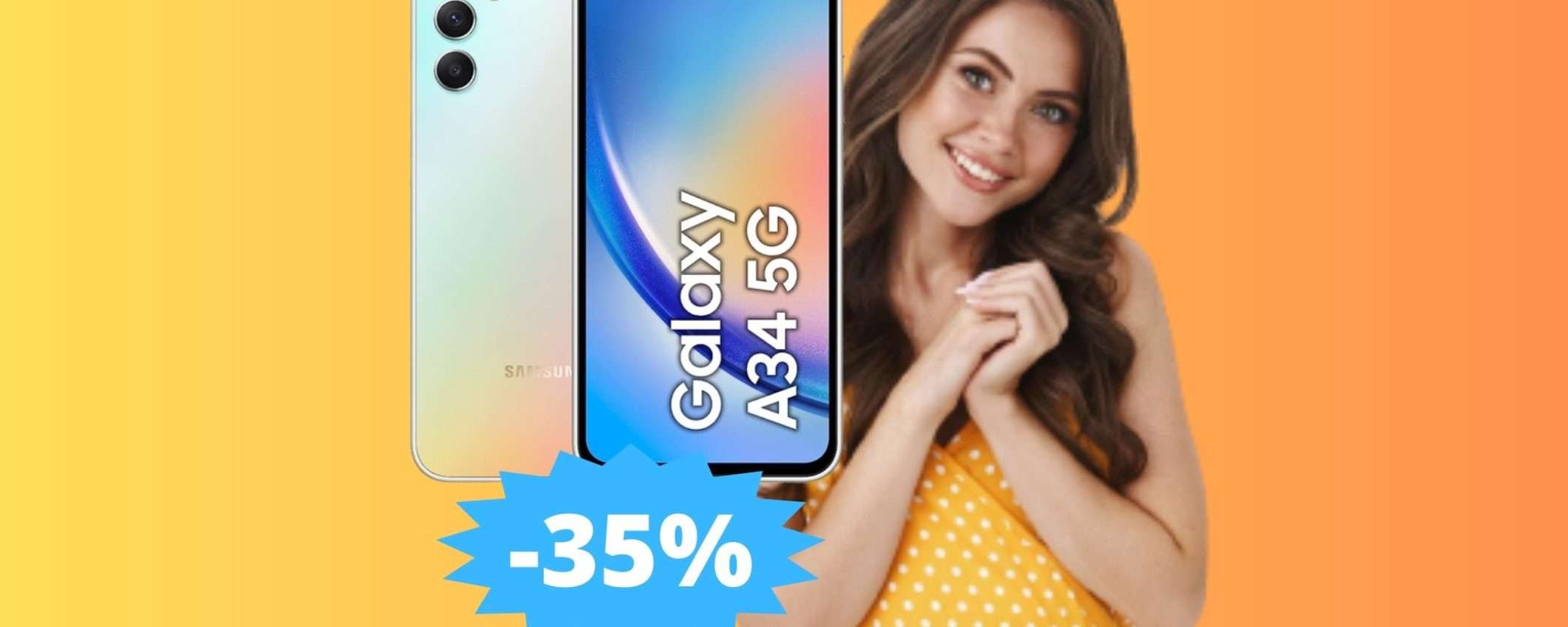 Samsung Galaxy A34: sconto IMPERDIBILE del 35%