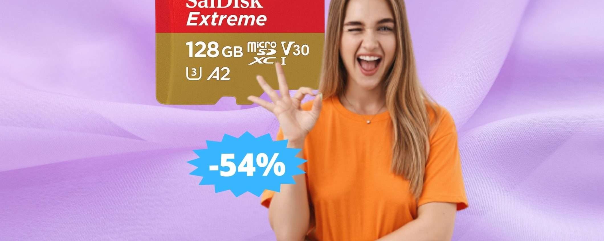 SanDisk Extreme 128 GB microSDXC: sconto FOLLE del 54%