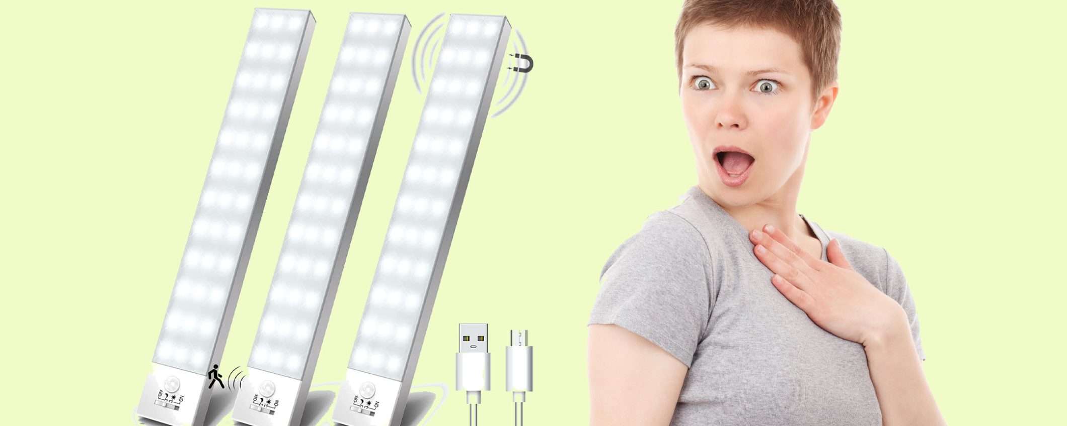 Luce LED per armadio con sensore di movimento (3pezzi) a 25€