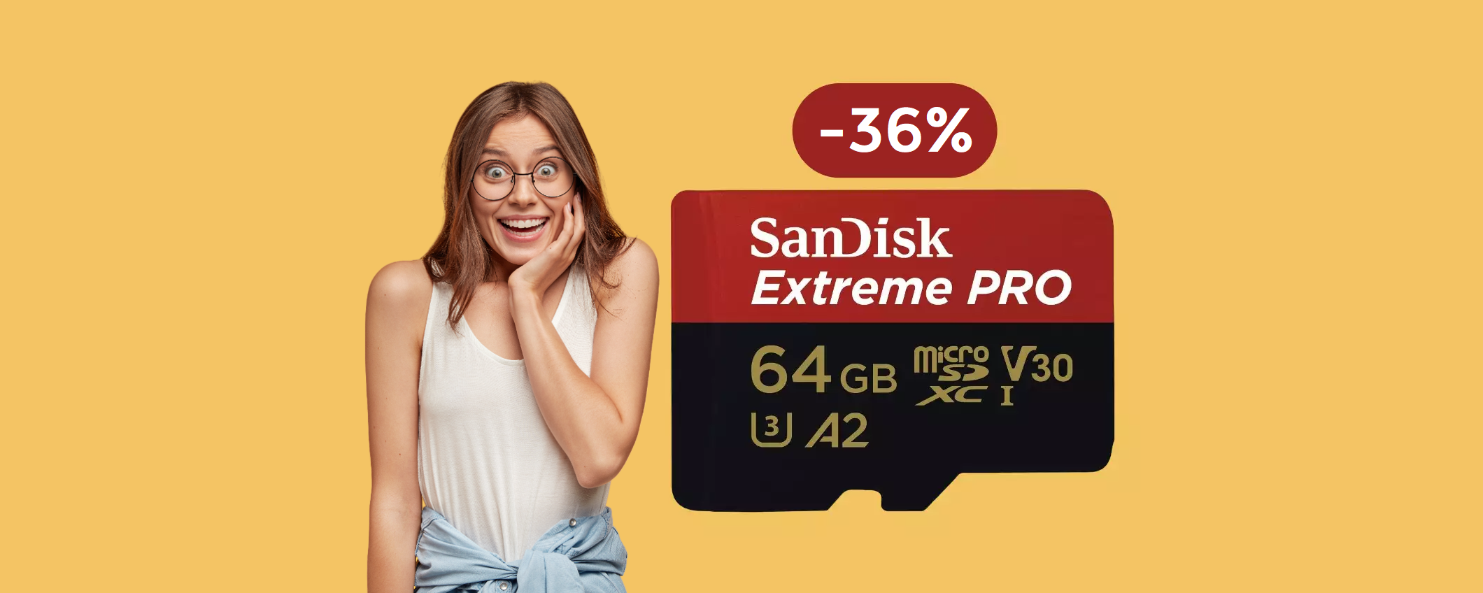 MicroSD SanDisk 64GB, velocissima e resistente: bastano 21€