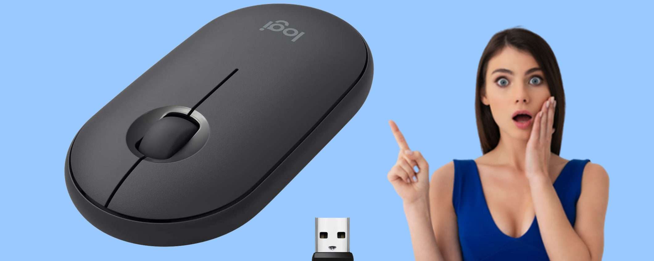 Mouse wireless Logitech Pebble offerta TOP: tuo a METÀ PREZZO