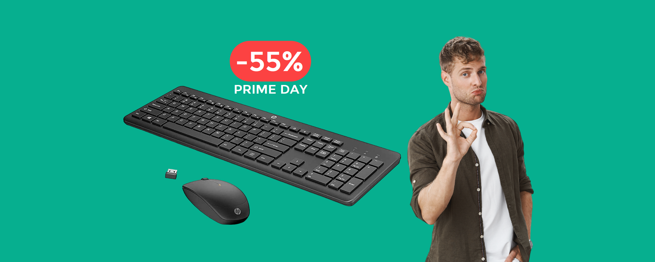 Tastiera e mouse wireless HP a soli 16€ con l'Amazon Prime Day