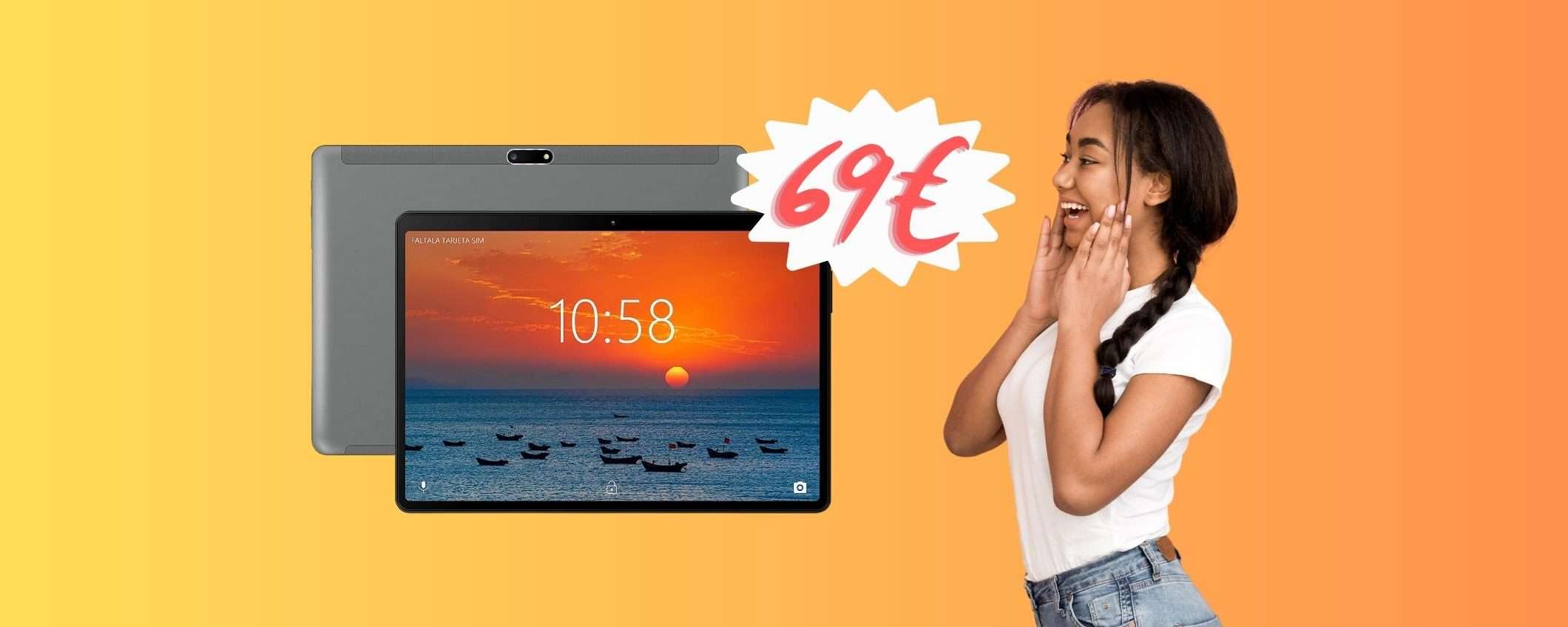 Oggi ti bastano 69€ per un tablet da 10 pollici dual Sim (Amazon)