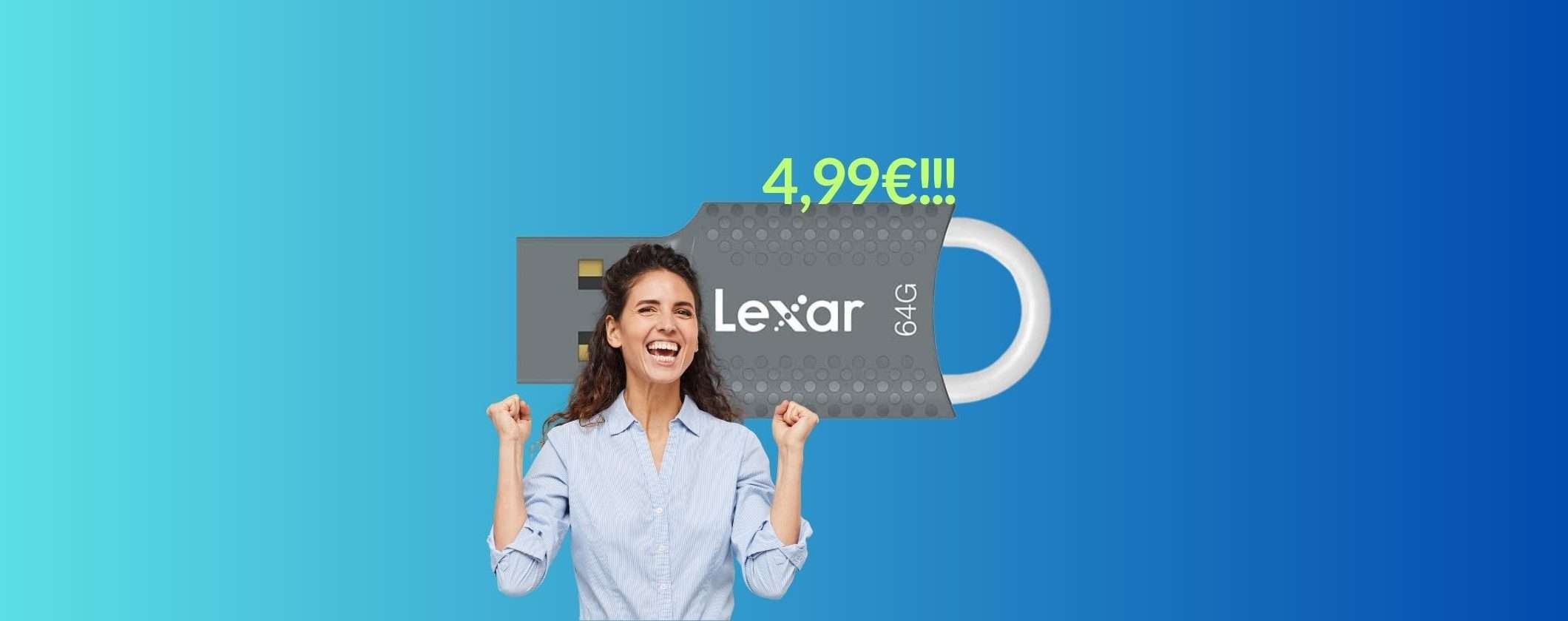 Pen Drive Lexar 64GB: solo 5€ per il Prime Day