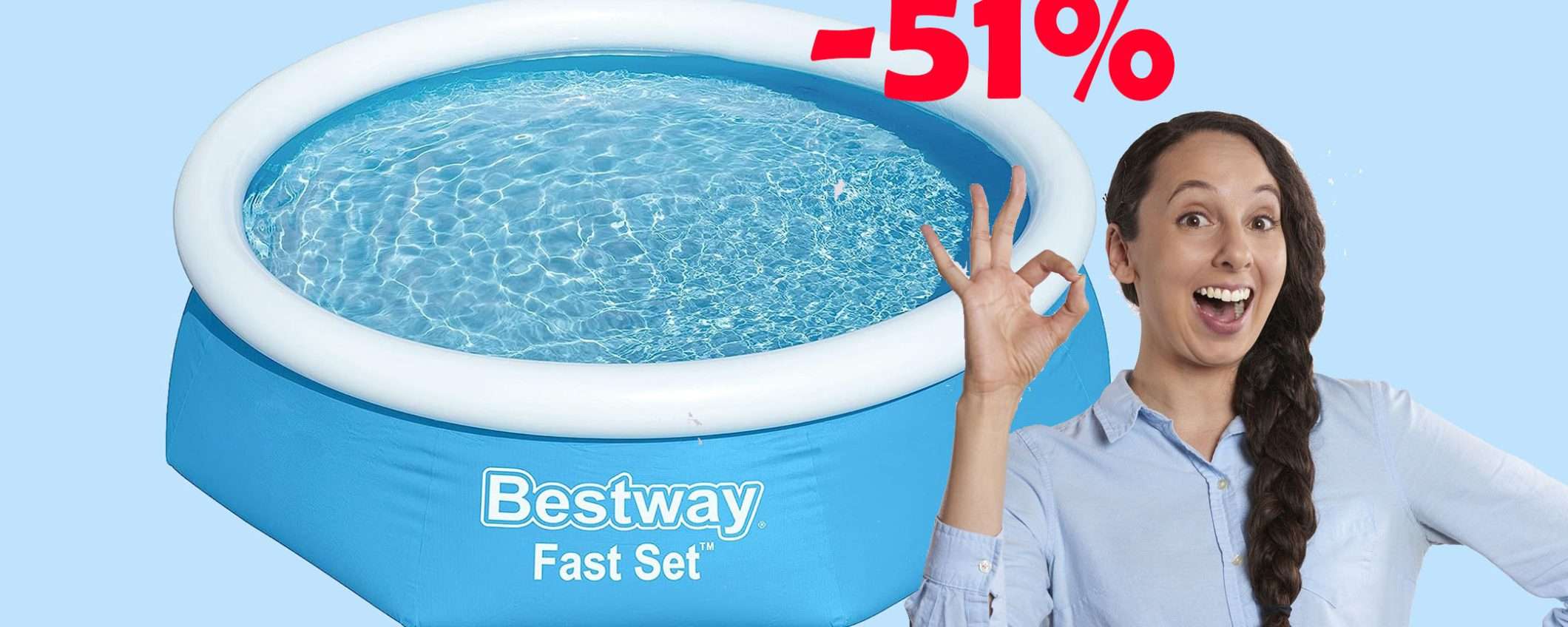 Piscina fuori terra Bestway scontata del 51%: prezzo FOLLE (19€)