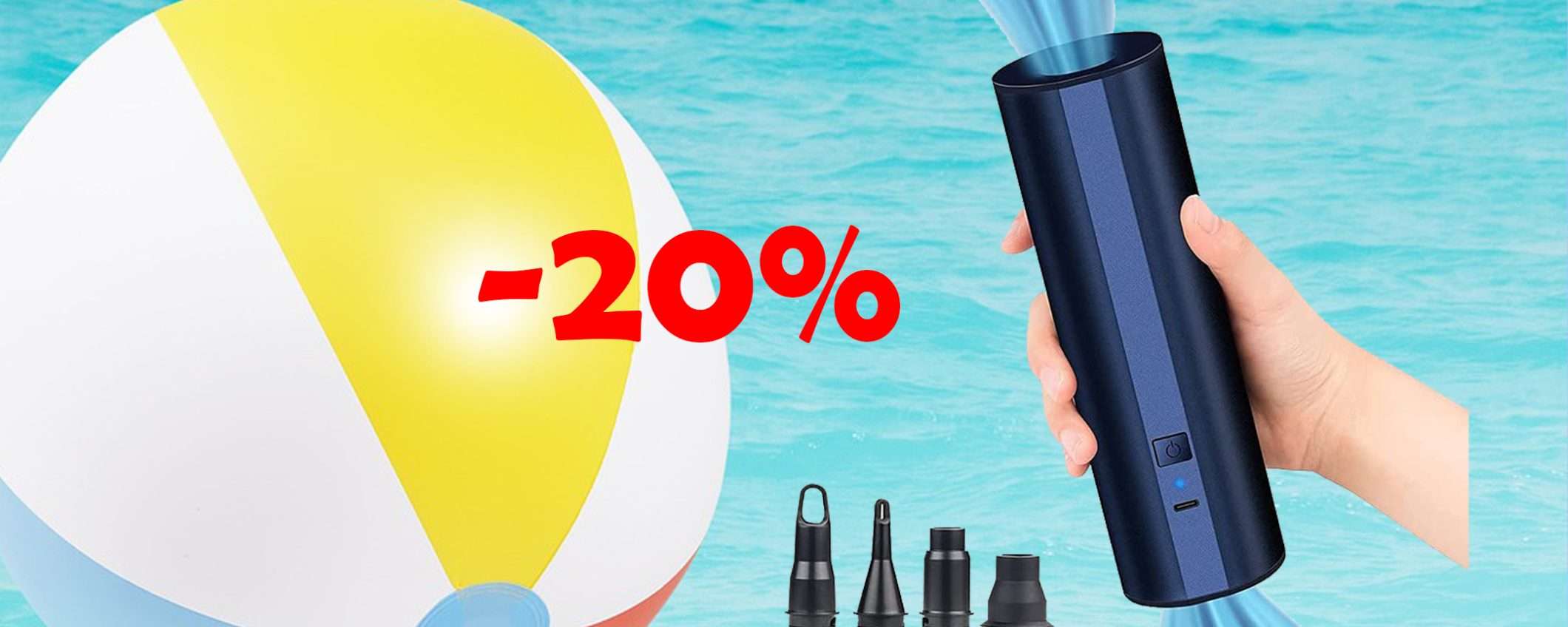 Pompa elettrica per piscina e giocattoli gonfiabili: sconto del 20%