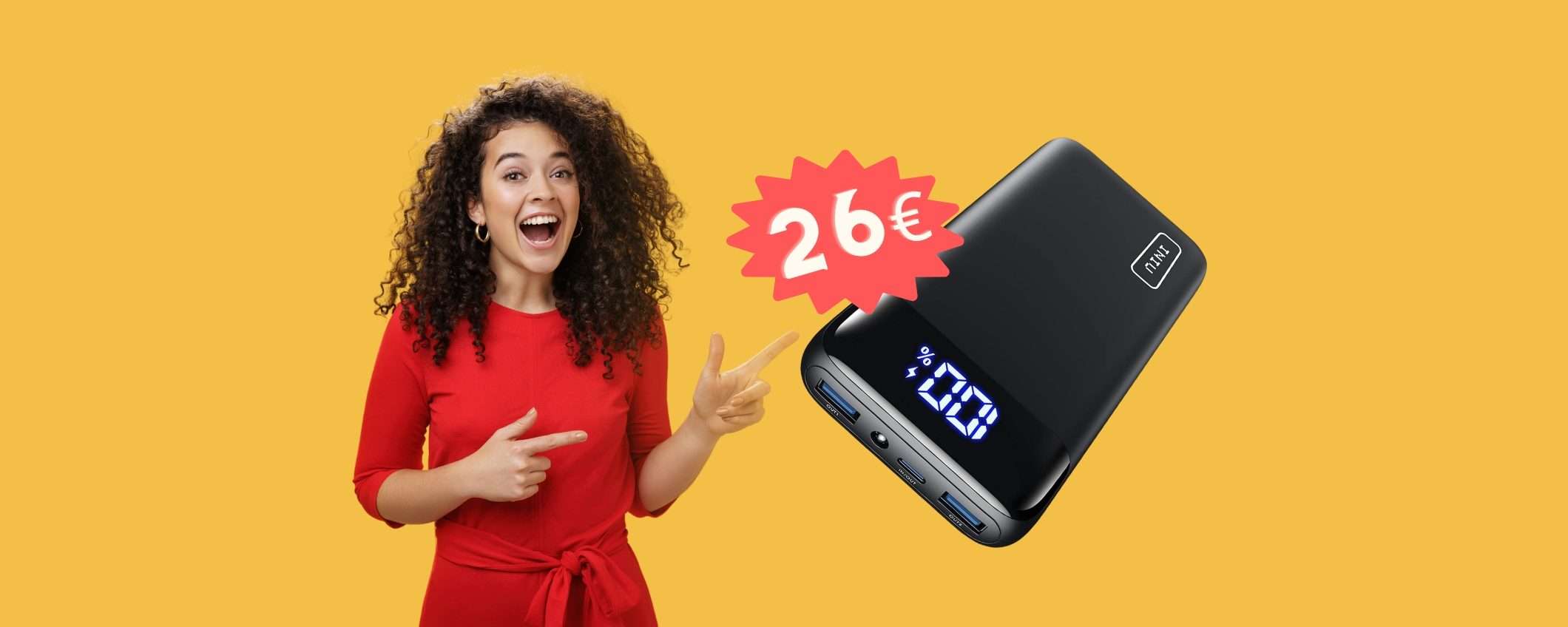 Power Bank con 3 uscite POTENTE  e VOLOCE su Amazon a 26€