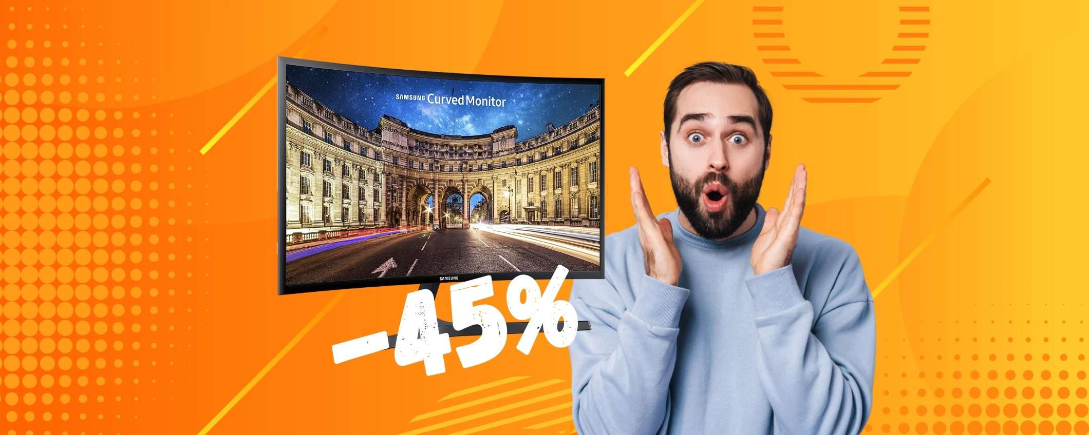 Samsung: monitor curvo FHD da 24 pollici al 45% in MENO