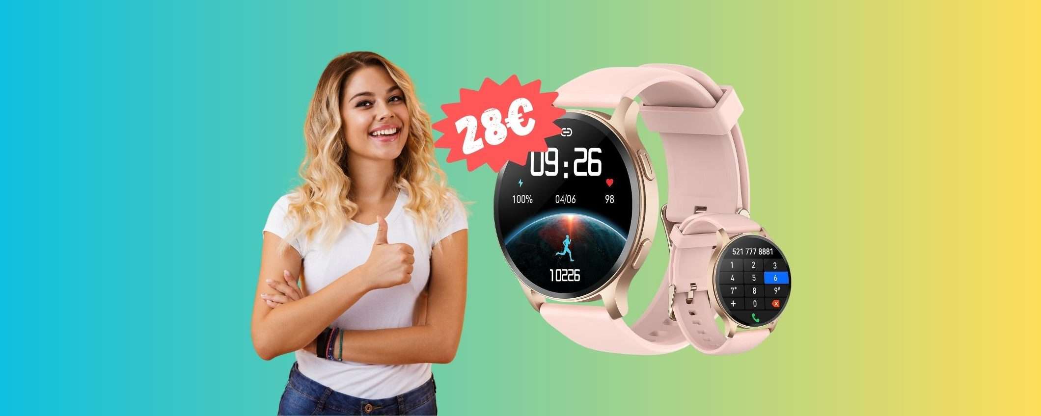 Smartwatch elegante con cui rispondi alle chiamate a 28€ (-61€)