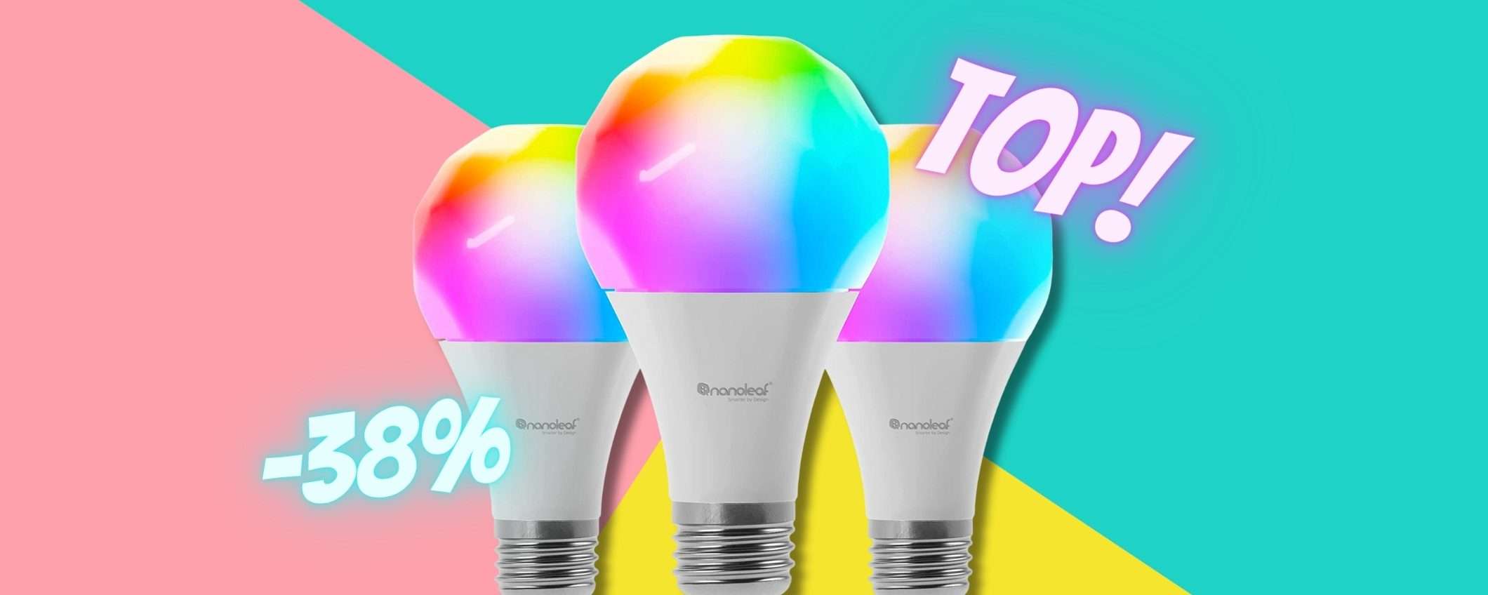 Nanoleaf Essentials: 3 lampadine SMART che fanno l'ARCOBALENO (-38%)