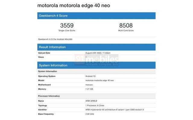 Motorola Edge 40 Neo Geekbench