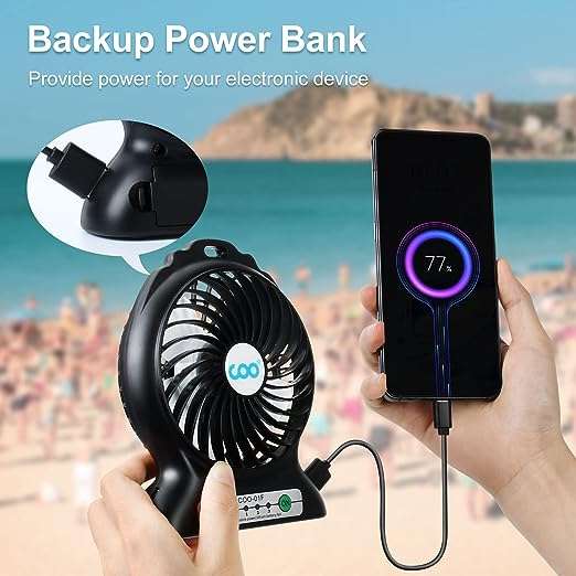 Ventilatore portatile USB con torcia elettrica potente e versatile a 6€