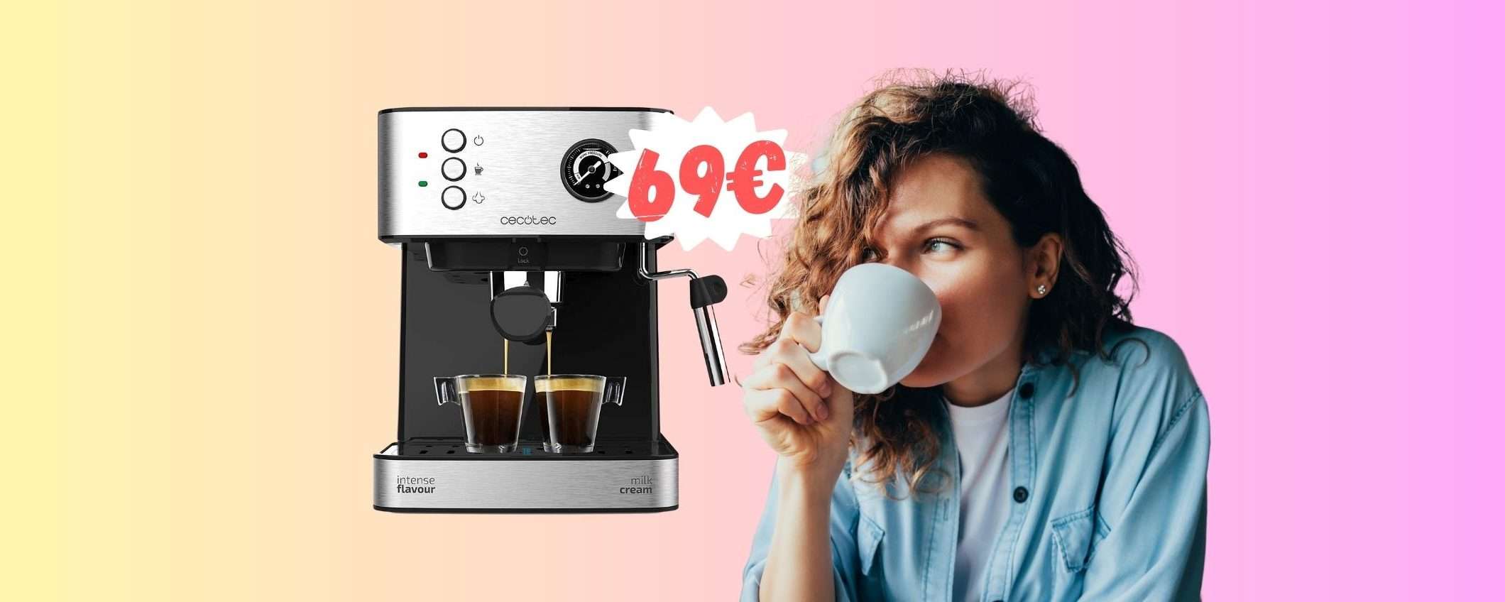 Cecotec SPIAZZA TUTTI con la macchina del caffè da 20 bar a 69€