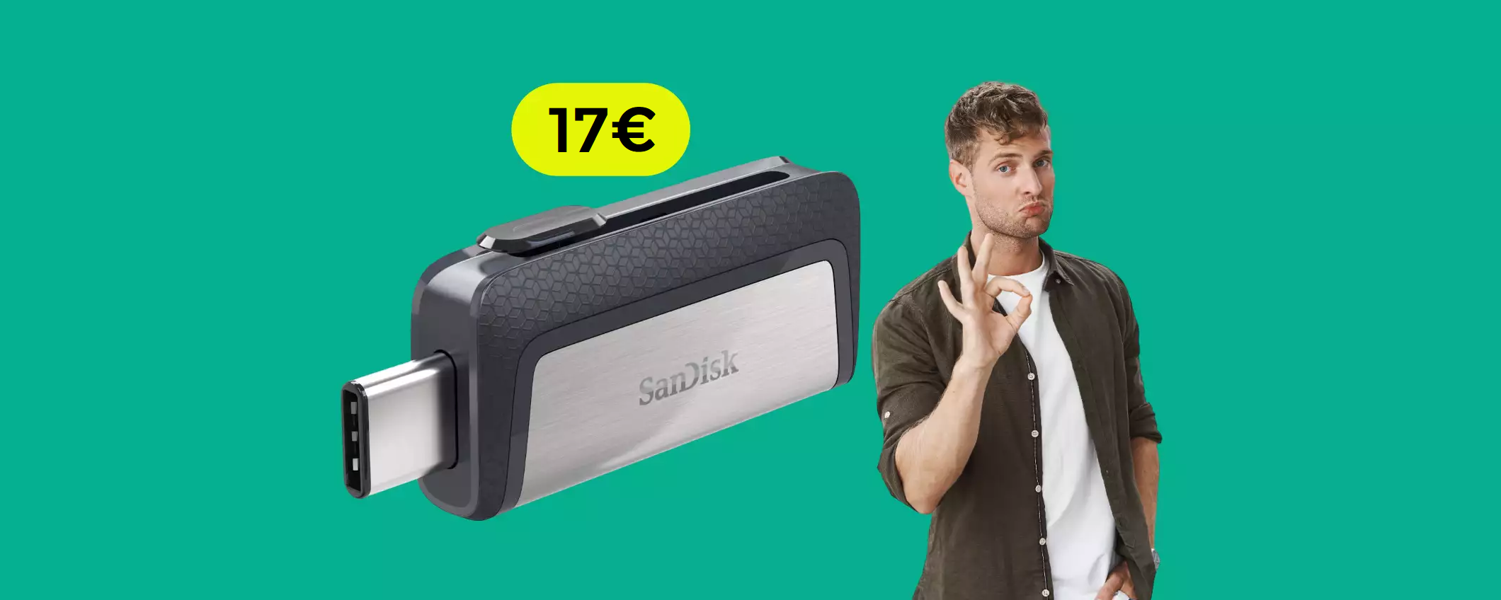 Chiavetta USB 128GB a 2 uscite: con appena 17€ fai un AFFARE