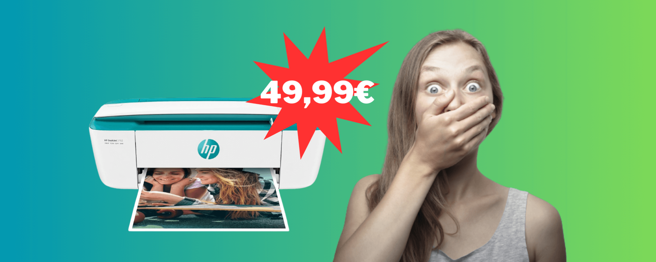 Stampante multifunzione Wi-Fi HP in offerta a 49,99 euro da MediaWorld