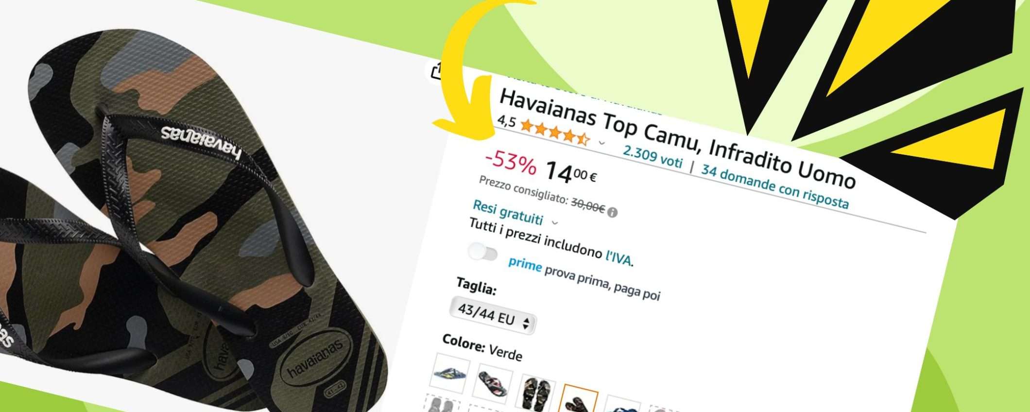 Infradito Havaianas a 14€: MEGA sconto del 53%, solo su Amazon