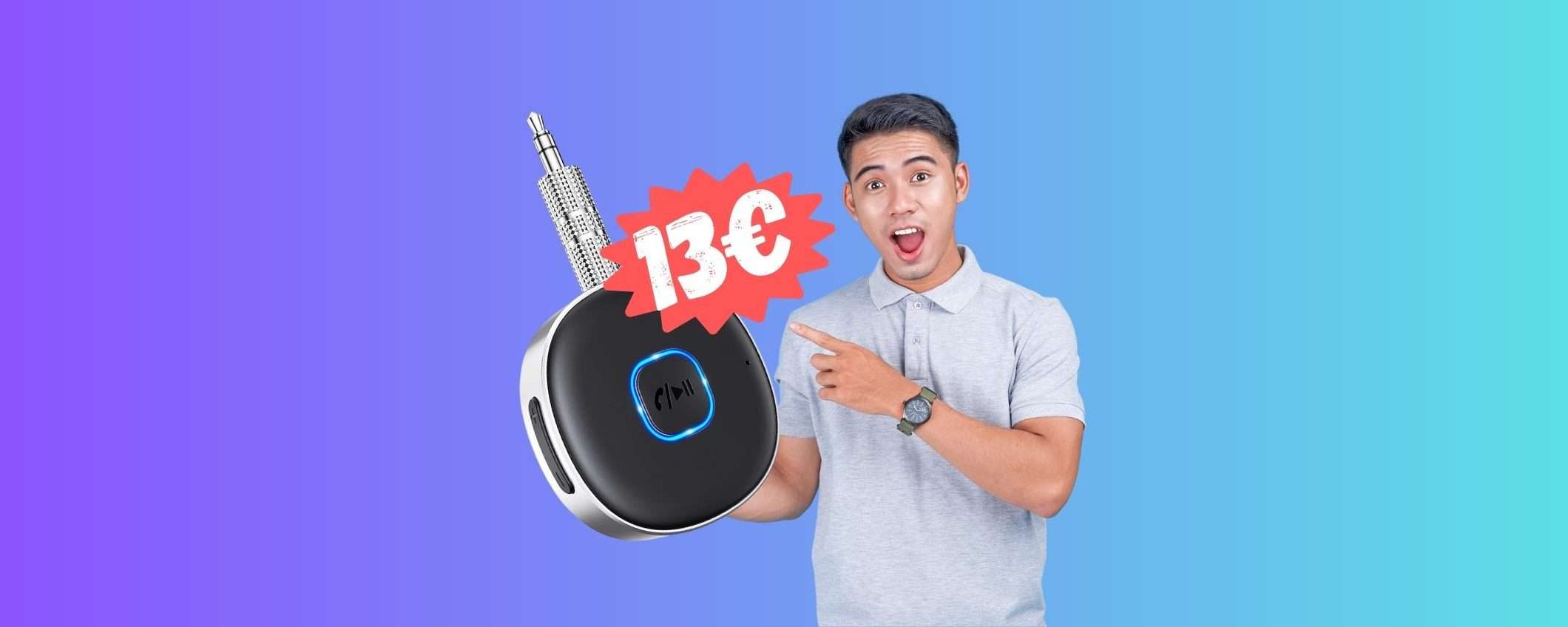 Ricevitore Bluetooth con modalità per chiamate a 13€ su Amazon