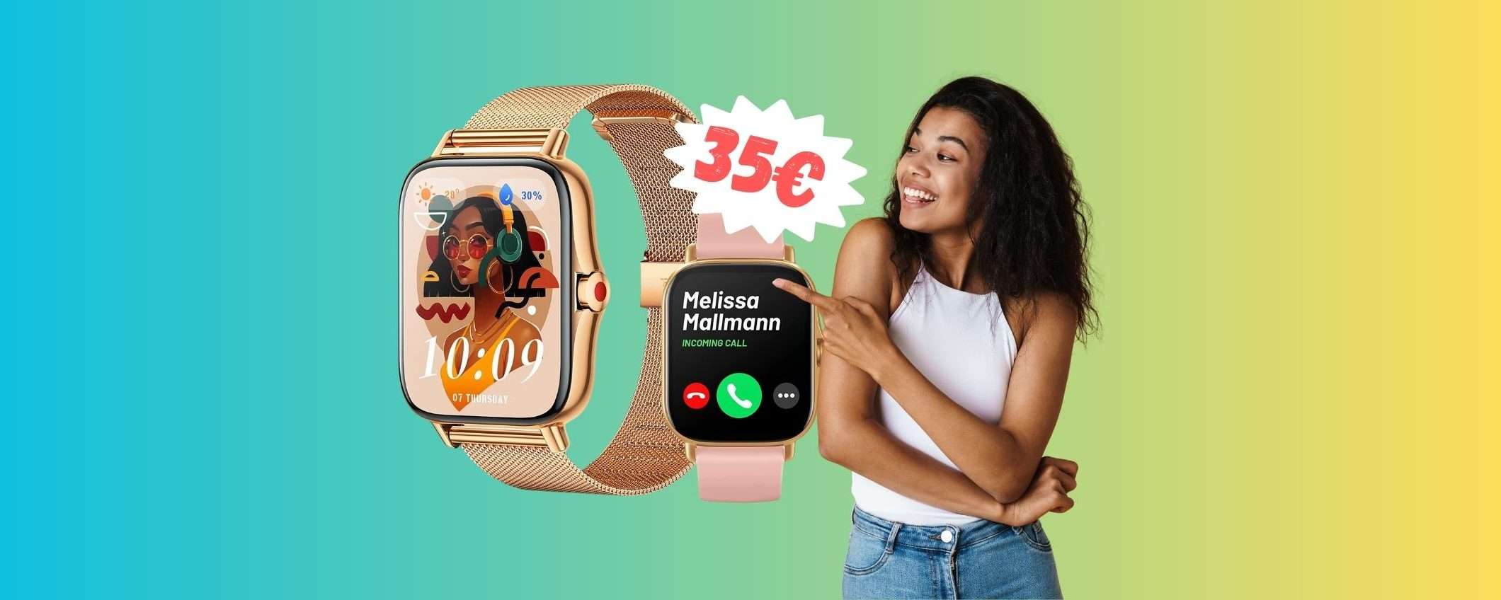 Smartwatch con tante funzioni e microfono per le chiamate a 35€