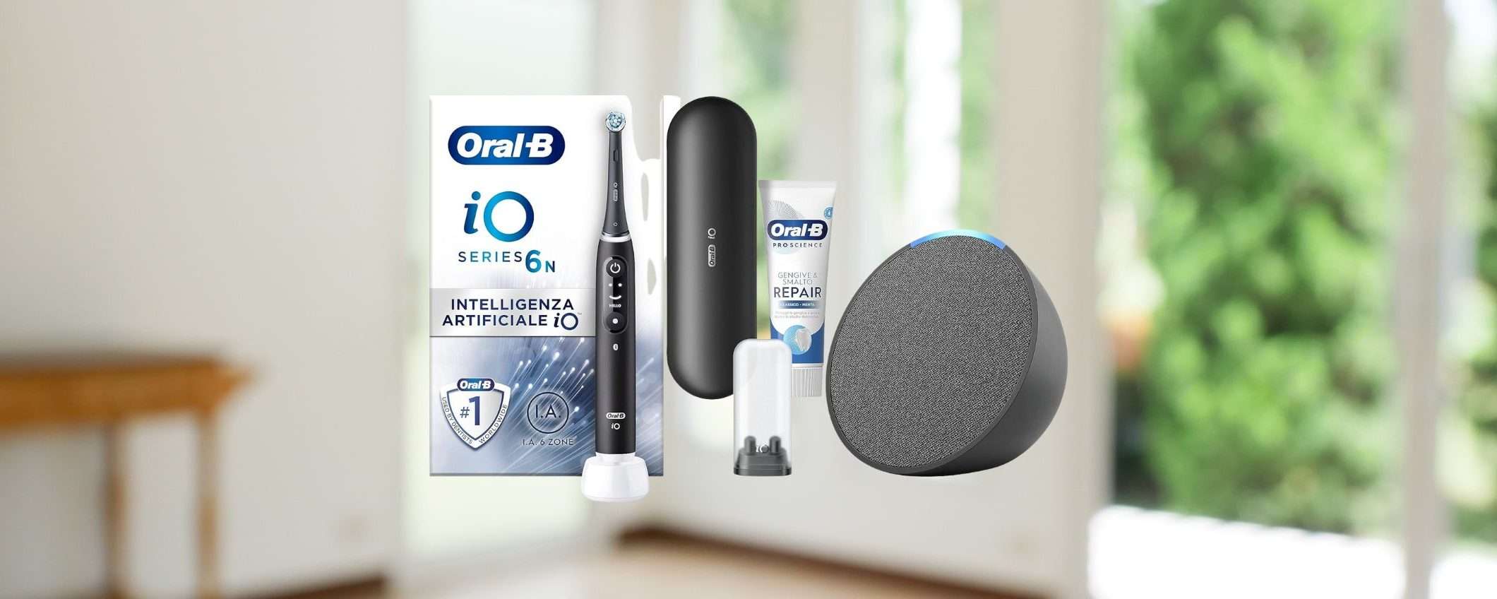 Bundle Echo Pop con spazzolino Oral-B: incredibile SCONTO Amazon (-56%)