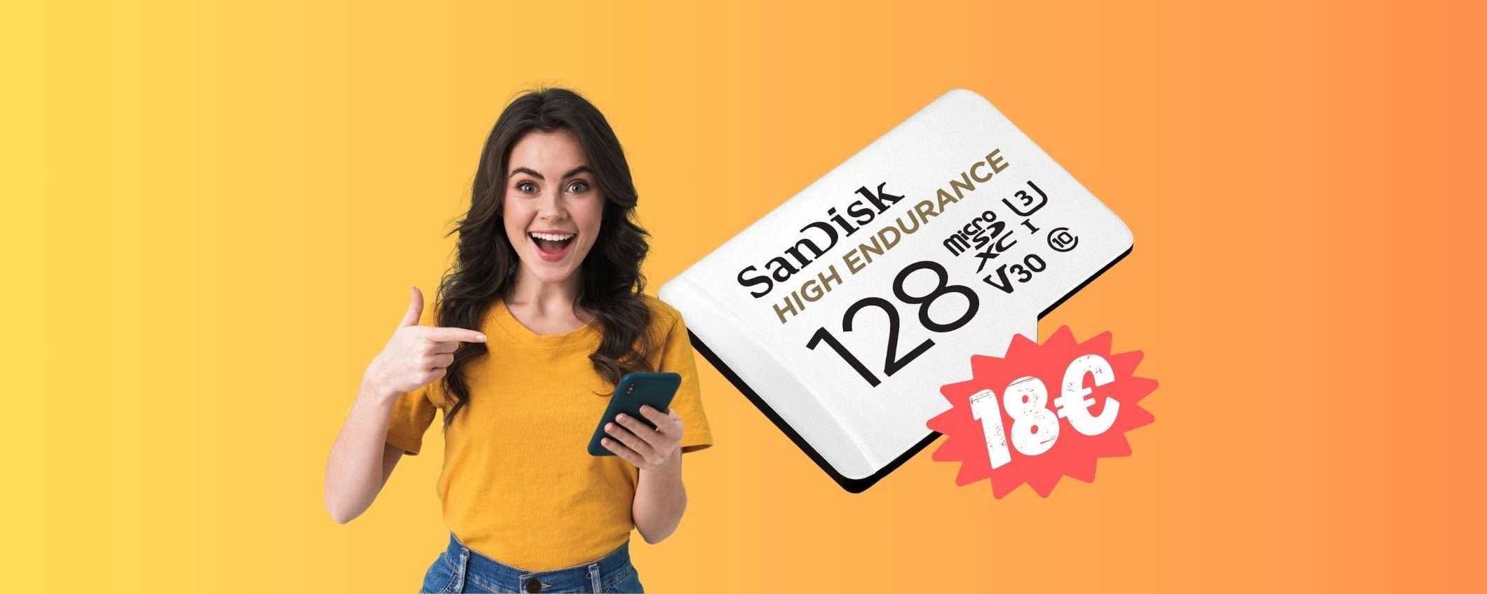 BOMBA Amazon per la microSD SanDisk da 128GB, ora a 18€