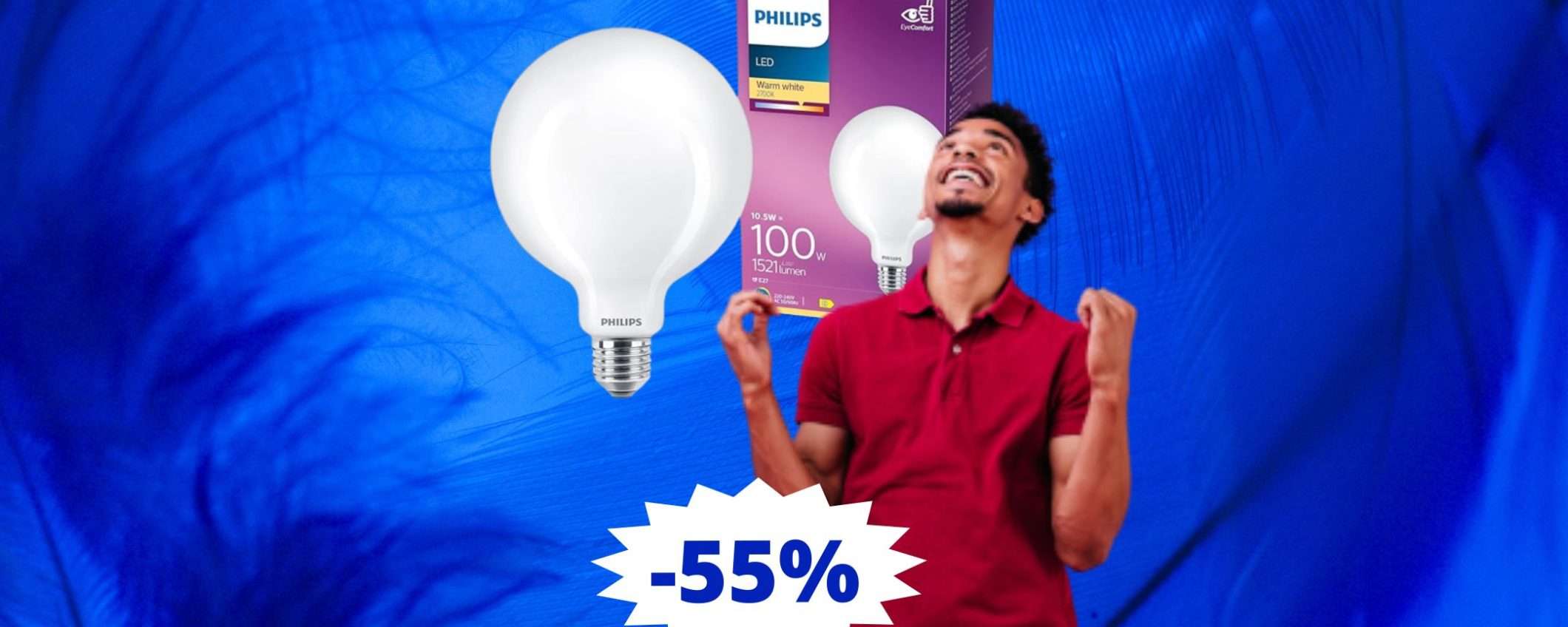 Philips LED Lampadina Globo: prezzo BOMBA su Amazon (-55%)