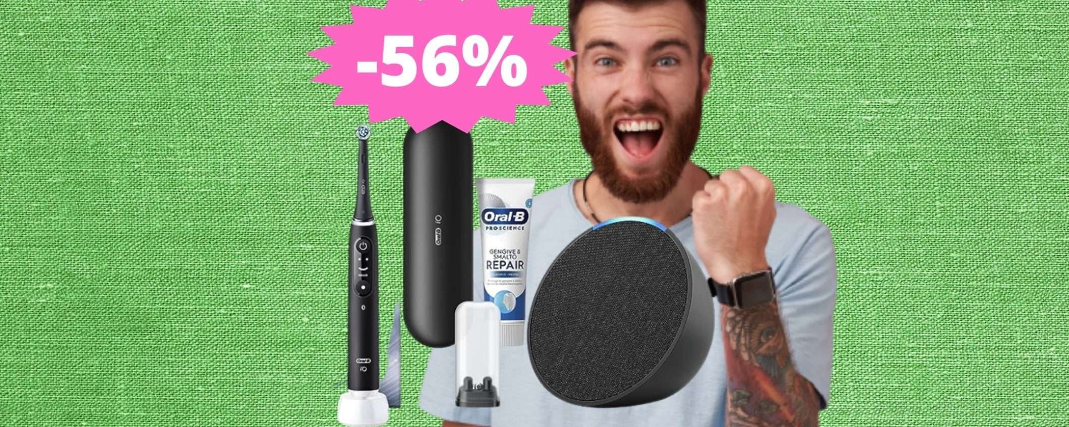 Spazzolino elettrico Oral-B più Alexa Echo Pop: sconto FOLLE su Amazon