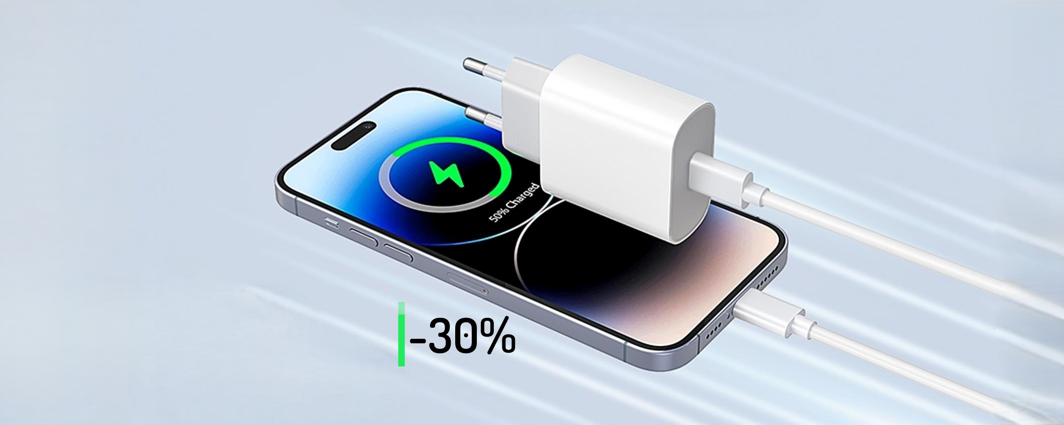 iPhone 14 sempre pronto grazie a questo caricabatterie USB C (6€)