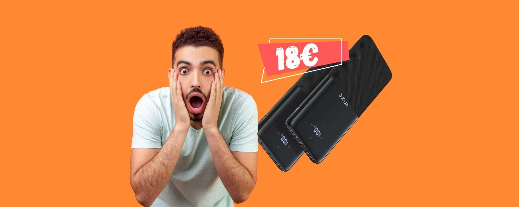 Mai più lo smartphone scarico con questi 2 power bank a 18€