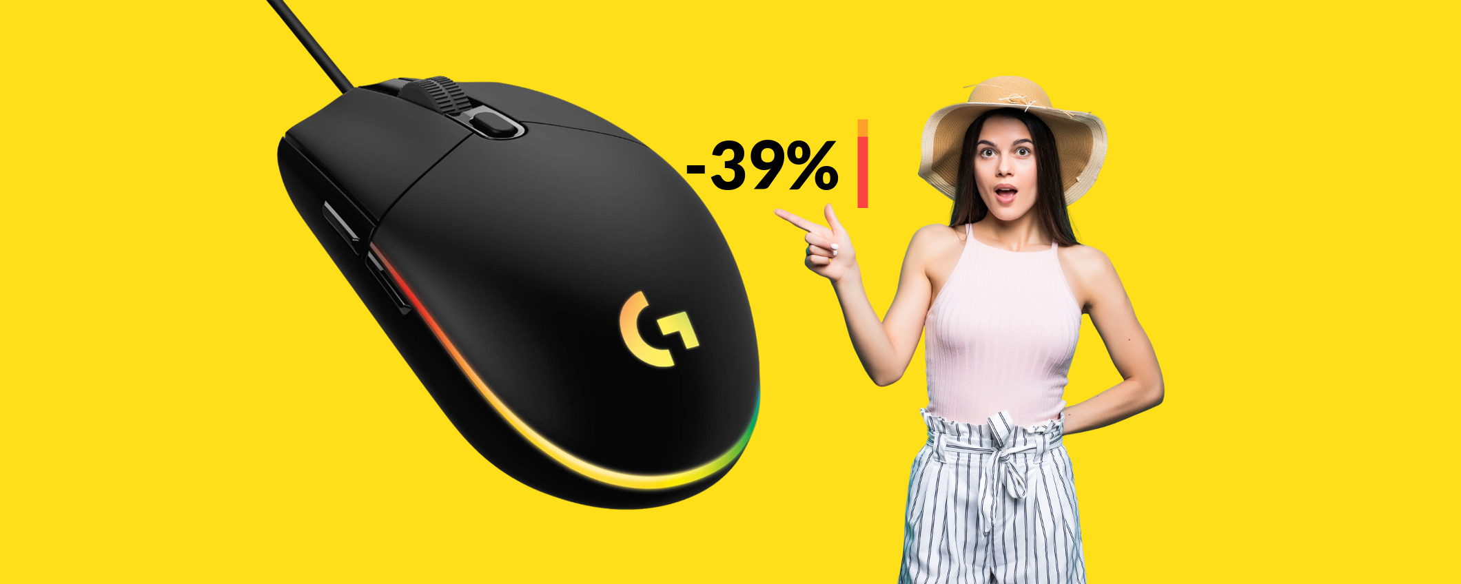 Mouse gaming Logitech con illuminazione RGB: un affare a 24€