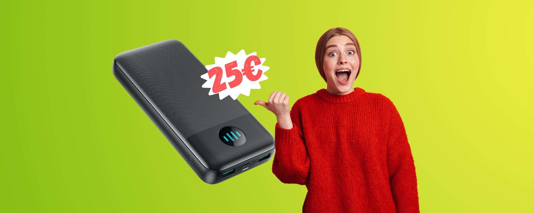 Power bank da 33800 mAh con 3 uscite in DOPPIO SCONTO (25€)