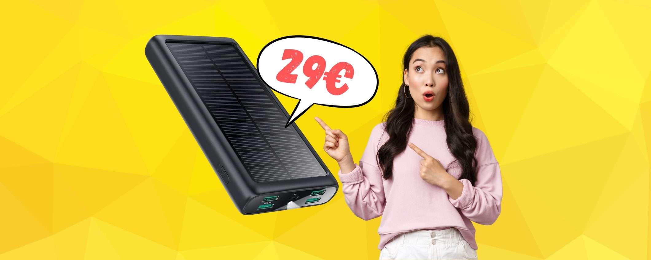 Power bank da 33800mAh che si ricarica con il sole a SOLI 29€