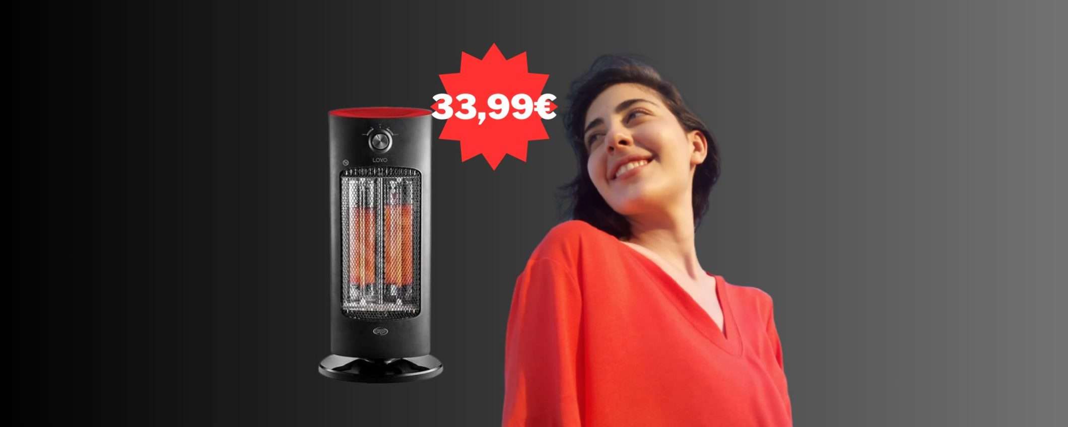 Questa stufa in fibra di carbonio è in offerta a 33,99 euro da MediaWorld