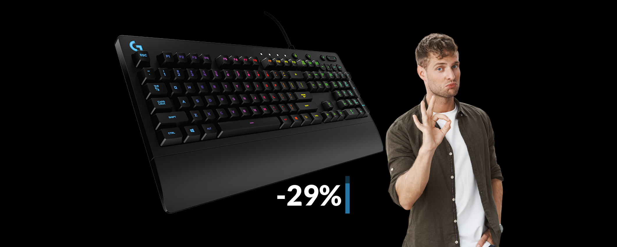 Tastiera Logitech da GAMING, impermeabile e retroilluminata (62€)